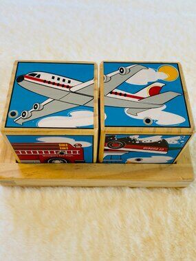 Melissa and Doug Vehicle Sound Blocks wooden puzzle realistic sounds